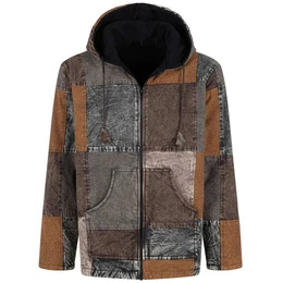 Kapuzenfleecejacke Patchwork Jacke Baja Hoodie alternativ Fleecefutter Nachhaltig Fair