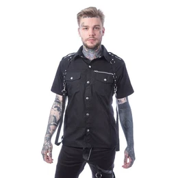 Kurzarmhemd Orson Gothic Riemen Metal D-Ringe Industrial Everyday Shirt