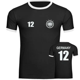 T-Shirt Kontrast Germany - Adler Retro Trikot 12 - Mnner