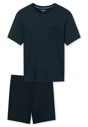Schiesser Shorty Comfort Fit Set Dunkelblau/Blau