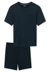 Schiesser Shorty Comfort Fit Set Dunkelblau/Blau