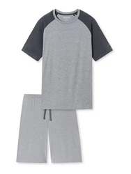 Schiesser Pyjama Rundhals 95/5 Nightwear Dunkelgrau/Hellgrau/Grau