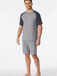 Schiesser Pyjama Rundhals 95/5 Nightwear Dunkelgrau/Hellgrau/Grau