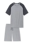 Schiesser Pyjama Rundhals 95/5 Nightwear Dunkelgrau/Hellgrau/Grau