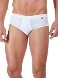 HUBER Herren Slip Cotton Fine Rib Creme/Weiß