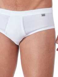 HUBER Herren Slip Cotton Fine Rib Creme/Weiß