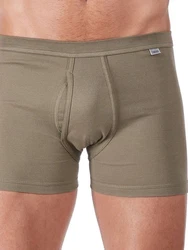 HUBER Retro Pants Herren Pant kurz mit Eingriff Cotton Fine Rib Khaki/Braun/Dunkelgrün