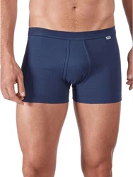 HUBER Retro Pants Herren Pant kurz mit Eingriff Cotton Fine Rib Blau/Dunkelblau