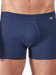 HUBER Retro Pants Herren Pant kurz mit Eingriff Cotton Fine Rib Blau/Dunkelblau