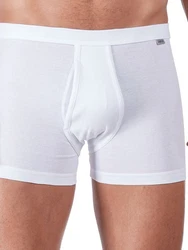HUBER Retro Pants Herren Pant kurz mit Eingriff Cotton Fine Rib Weiß/Creme