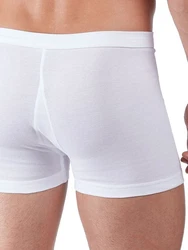 HUBER Retro Pants Herren Pant kurz mit Eingriff Cotton Fine Rib Weiß/Creme