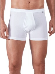 HUBER Retro Pants Herren Pant kurz mit Eingriff Cotton Fine Rib Weiß/Creme
