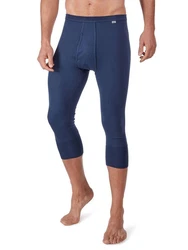 HUBER Lange Unterhose Herren Pant 3/4 Cotton Fine Rib Blau/Dunkelblau