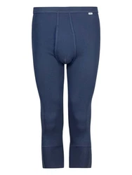 HUBER Lange Unterhose Herren Pant 3/4 Cotton Fine Rib Blau/Dunkelblau