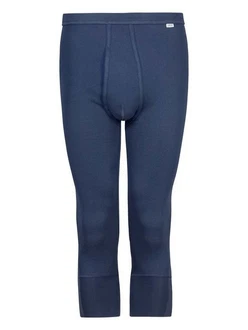 HUBER Lange Unterhose Herren Pant 3/4 Cotton Fine Rib Blau/Dunkelblau
