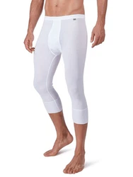 HUBER Lange Unterhose Herren Pant 3/4 Cotton Fine Rib Braun/Weiß/Creme/Rosa
