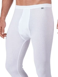 HUBER Lange Unterhose Herren Pant 3/4 Cotton Fine Rib Braun/Weiß/Creme/Rosa