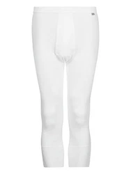 HUBER Lange Unterhose Herren Pant 3/4 Cotton Fine Rib Braun/Weiß/Creme/Rosa