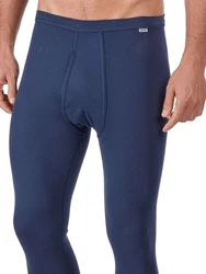 HUBER Lange Unterhose Herren Cotton Fine Rib Blau/Dunkelblau/Hellblau