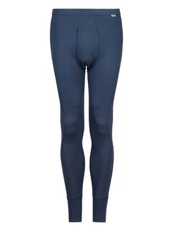 HUBER Lange Unterhose Herren Cotton Fine Rib Blau/Dunkelblau/Hellblau