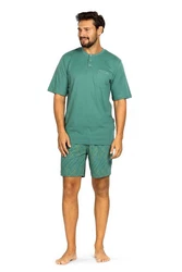 Comte Schlafanzug Set Herren Pyjama Kurzarm Türkis/Grün/Dunkelgrün