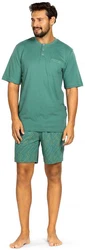 Comte Schlafanzug Set Herren Pyjama Kurzarm Türkis/Grün/Dunkelgrün