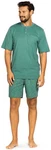 Comte Schlafanzug Set Herren Pyjama Kurzarm Türkis/Grün/Dunkelgrün