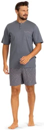 Schlafanzug (Set, 2 tlg., 2-teilig) Herren Pyjama Kurzarm Baumwolle Shorty Alloverdruck
