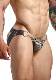 String DNGEON Snap Jockstrap glnzend - grau (1-St) hinten offen
