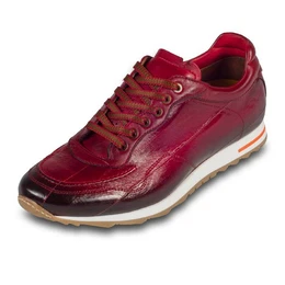 Herren Leder-Sneaker aus echtem Aal Leder in rot Sneaker Handgefertigt in Italien