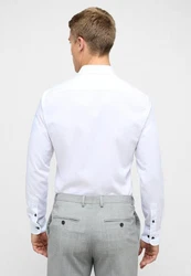 Eterna Langarmhemd SLIM FIT NON IRON Weiß/Dunkelblau/Creme