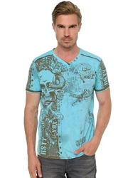Rusty Neal T-Shirt mit Allover-Print Türkis/Blau/Grün