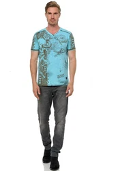 Rusty Neal T-Shirt mit Allover-Print Türkis/Blau/Grün
