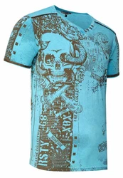 Rusty Neal T-Shirt mit Allover-Print Türkis/Blau/Grün