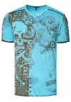 Rusty Neal T-Shirt mit Allover-Print Türkis/Blau/Grün
