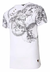 Rusty Neal T-Shirt mit Print Türkis/Weiß/Creme/Grau