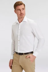 OLYMP Langarmhemd Businesshemd Level Five Weiß/Creme/Braun