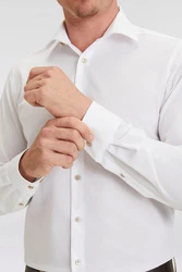 OLYMP Langarmhemd Businesshemd Level Five Weiß/Creme/Braun