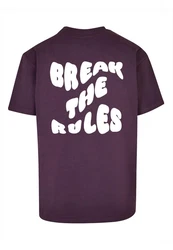 Merchcode T-Shirt Break The Rules Heavy Oversize Tee Dunkelrot/Lila