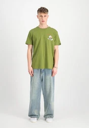 Alpha Industries T-Shirt Flying Buzz Small Logo Dunkelgrün/Grün/Neonfarben