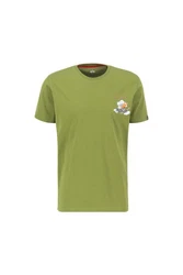 Alpha Industries T-Shirt Flying Buzz Small Logo Dunkelgrün/Grün/Neonfarben