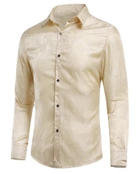 Allthemen Langarmhemd Regular Fit Herren Freizeithemd Weiß/Khaki/Beige/Gold