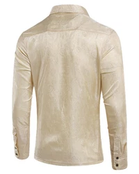 Allthemen Langarmhemd Regular Fit Herren Freizeithemd Weiß/Khaki/Beige/Gold
