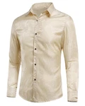 Allthemen Langarmhemd Regular Fit Herren Freizeithemd Weiß/Khaki/Beige/Gold