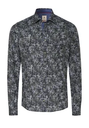 Hatico Langarmhemd Regular Fit Dunkelblau/Blau