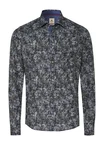 Hatico Langarmhemd Regular Fit Dunkelblau/Blau