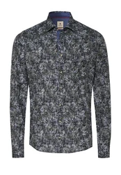 Hatico Langarmhemd Regular Fit Dunkelblau/Blau