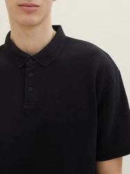 TOM TAILOR Denim Poloshirt Relaxed Schwarz/Dunkelblau