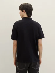 TOM TAILOR Denim Poloshirt Relaxed Schwarz/Dunkelblau