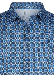 DESOTO Langarmhemd Blau/Dunkelblau